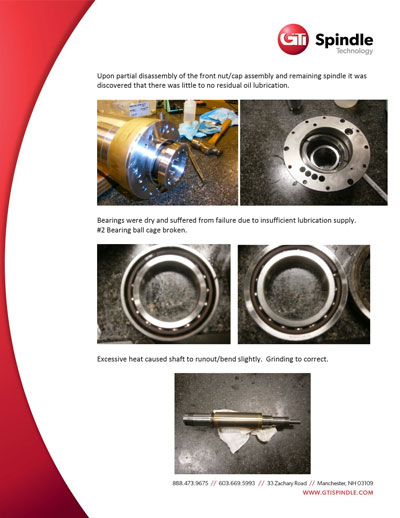 Spindle Root Cause Failure Analysis Sample Page